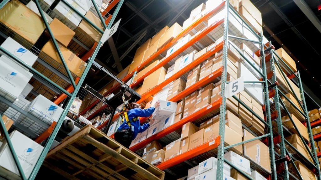 AOG Part Support: Warehouse Specialist retrieves part ready for immediate shipment